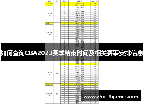 如何查询CBA2023赛季结束时间及相关赛事安排信息